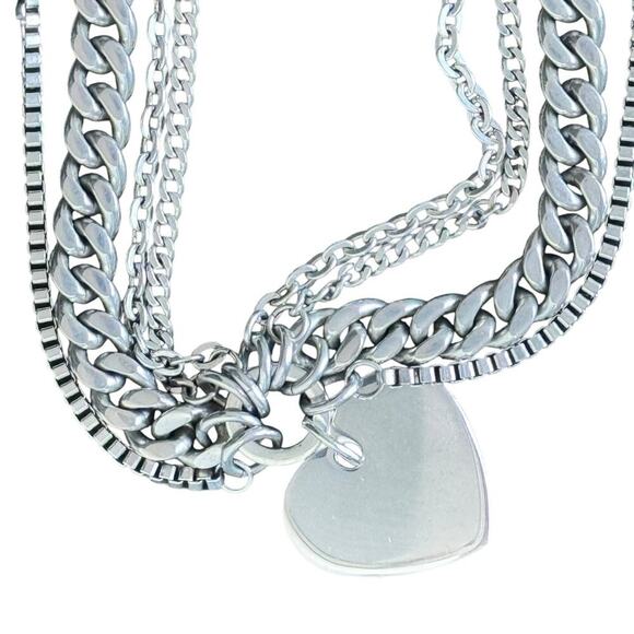 Stainless Steel Necklace Multi Strand HEART CHARM VINTAGE ITAOR 18 Inches - Picture 7 of 9